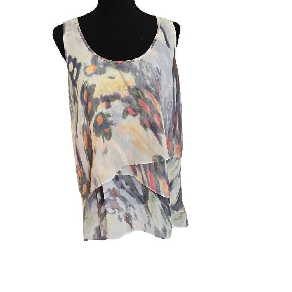 Renuar Womens Sleeveless Abstract Multicolored Layered Tank Top Size 4